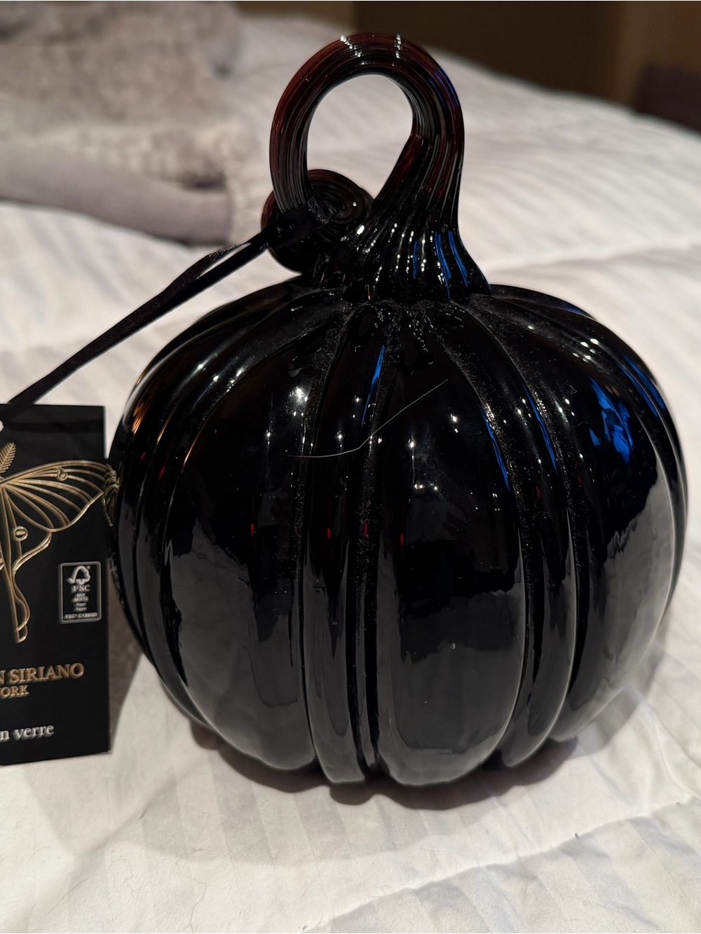 Handblown 8” Glass Pumpkin - Black